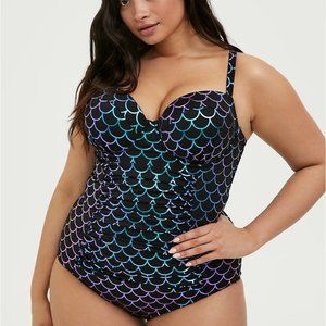 BLACK/PURPLE IRIDESCENT MERMAID OnePiece NWT 2D/DD